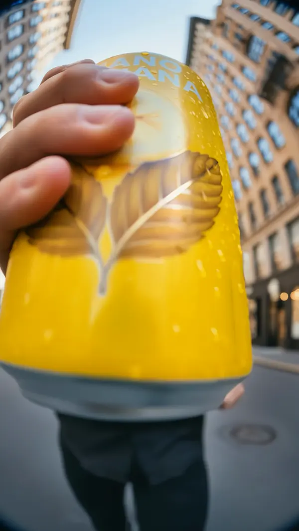Nano Banana - Citrus pour, shot from the street up